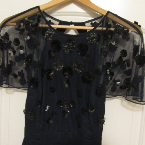 NWT Gianni Bini Party Dress Twilight Navy Blue Sz 10 Tulle Sequins Cutout Back - Picture 3 of 6